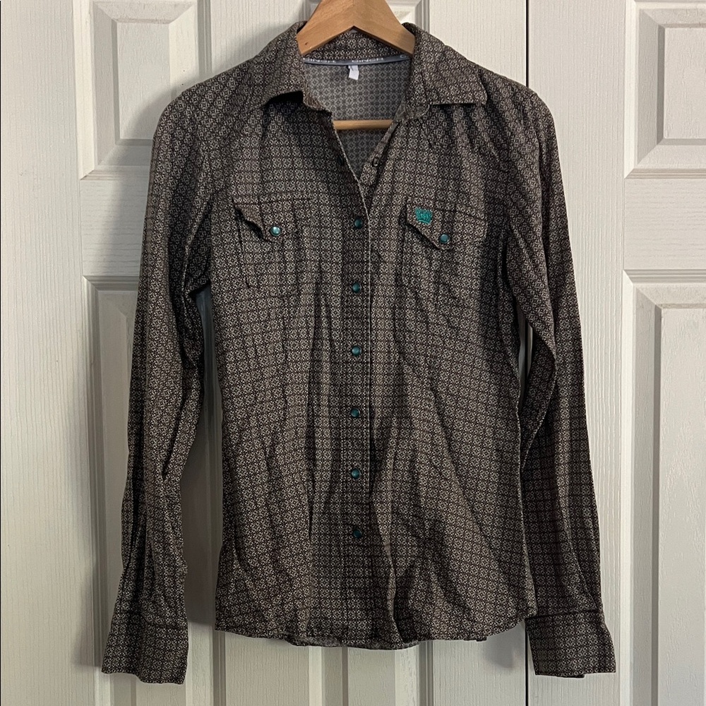 Cinch Brown Patterned Women's Top